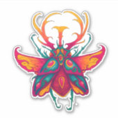 Sticker scarabée rose vert et jaune (Devant)