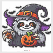Sticker Scary Halloween Sloth Witch Costume Casquette Mer (Feuille)