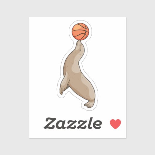 Sticker Sceau avec basket-ball (Feuille)