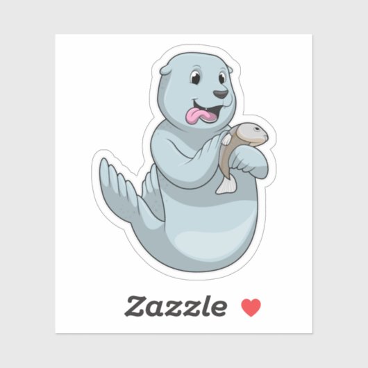 Sticker Sceau avec poisson (Feuille)