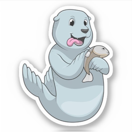 Sticker Sceau avec poisson (Devant)