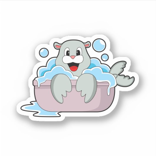 Sticker Sceau dans la baignoire (Devant)