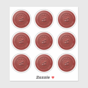 Sticker Sceau de certificat en feuille de cire rouge 3D pe