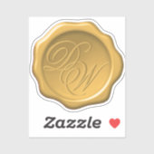 Sticker Sceau de cire monogramme or jaune calligraphie mar (Feuille)