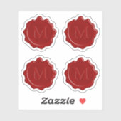 Sticker Sceau de cire rouge classique Monogramme moderne (Feuille)