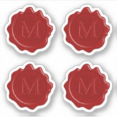 Sticker Sceau de cire rouge classique Monogramme moderne (Devant)