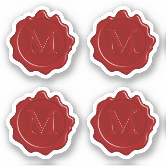 Sticker Sceau de cire rouge classique Monogramme moderne (Devant)