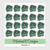 Sticker Sceau de cire vert émeraude avec votre nom (Feuille)