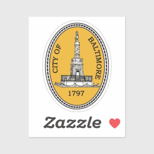 Sticker Sceau de la ville de Baltimore, MD (Feuille)
