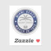 Sticker Sceau de Miami Beach, Floride (Feuille)