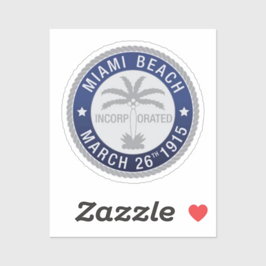 Sticker Sceau de Miami Beach, Floride (Feuille)