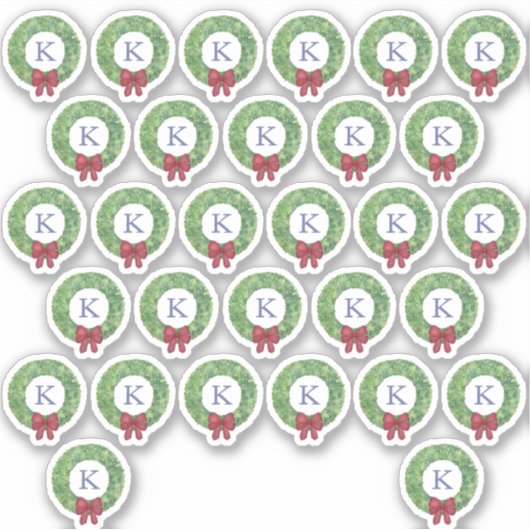 Sticker Sceau d'enveloppe de monogramme de couronne rouge  (Devant)