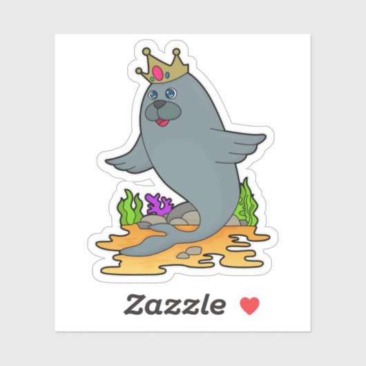 Sticker Sceau roi avec couronne (Feuille)