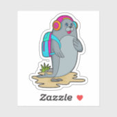 Sticker Sceller comme randonneur avec sac à dos (Feuille)