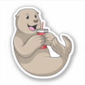 Sticker Scellez avec Mug avec paille (Devant)