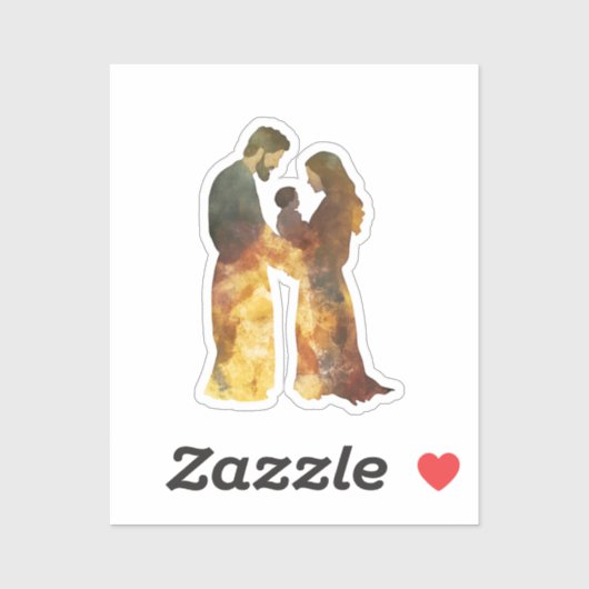 Sticker Scène de la Nativité, Bébé Jésus, Marie et Joseph (Feuille)