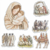 Sticker Scène de la Nativité, Bébé Jésus, Marie et Joseph (Devant)