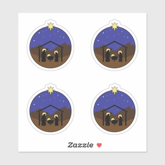 Sticker Scène de la Nativité de Noël du directeur (Feuille)