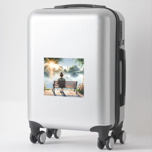 Sticker Scène de lac aux reflets de coucher de soleil (Sur valise)