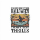 Sticker Scène d'effroi de sorcière de Halloween de gravure (Devant)
