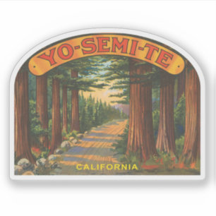 Sticker Scène forestière vintage de Yosemite Californie