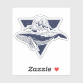 Sticker Scène géométrique de montagne | Baleine bleue (Feuille)