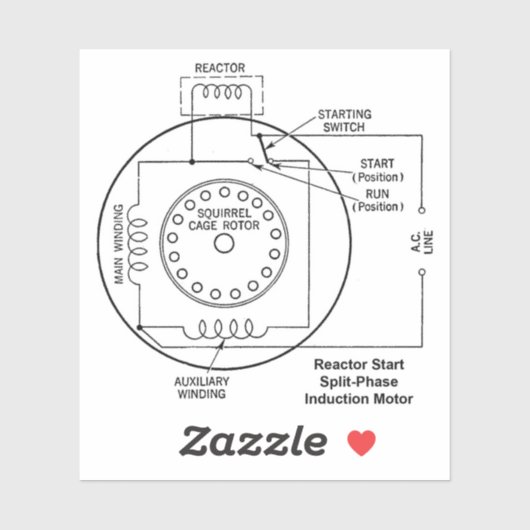 Sticker Schéma de moteur à induction à phase divisée à dém (Feuille)