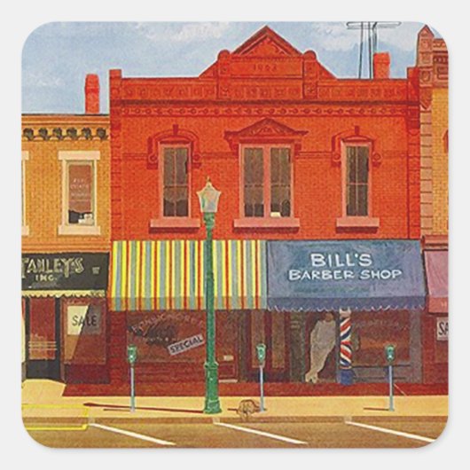 Sticker  schilderachtige kleine stad straat voorbu (Voorkant)