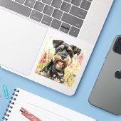 Sticker – Schnauzer Die-Cut Watercolor Sticker (Ordinateur portable avec iPhone)