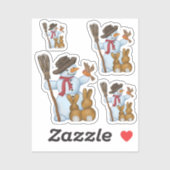 Sticker Schneemann mit Tieren  (Feuille)