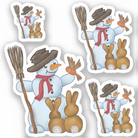 Sticker Schneemann mit Tieren (Recto)