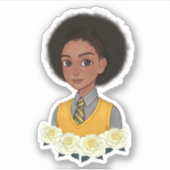 Sticker Schoolgirl sagesse fille noire cheveux naturels af (Devant)