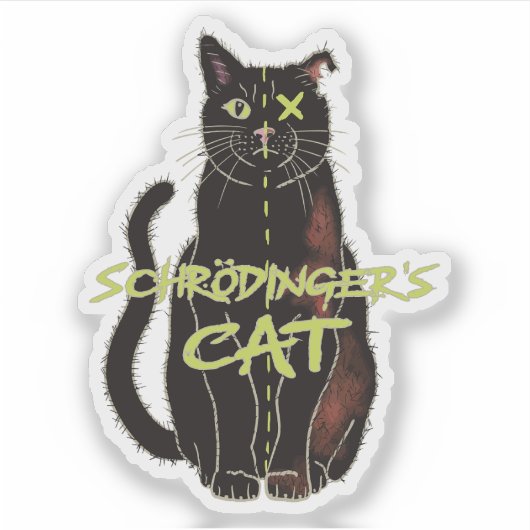 Sticker Schrodinger's Cat, Funny Physics Don (Devant)