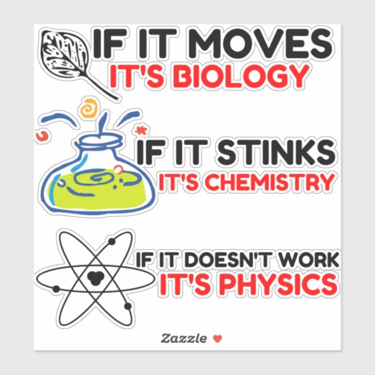 STICKER SCIENCE BIOLOGY CHIMIISTRY PHYSICS (Feuille)