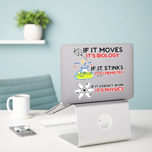 STICKER SCIENCE BIOLOGY CHIMIISTRY PHYSICS (Ordinateur portable sur le bureau)