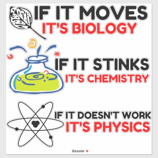 STICKER SCIENCE BIOLOGY CHIMIISTRY PHYSICS (Feuille)