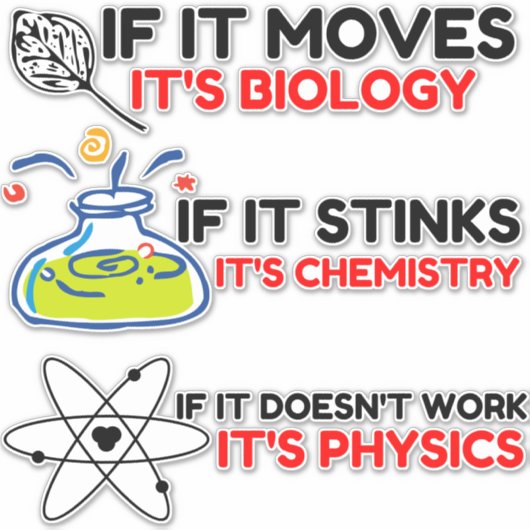 STICKER SCIENCE BIOLOGY CHIMIISTRY PHYSICS (Devant)