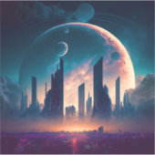 Sticker Science-fiction Cyberpunk Space City (Devant)