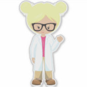 Sticker Science Girl, scientifique, mignonne fille, cheveu (Devant)