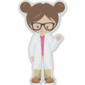Sticker Science Girl, scientifique, mignonne fille, cheveu (Devant)