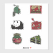Sticker Scooter Panda Sens Bonne valise Dollar Pièce (Feuille)