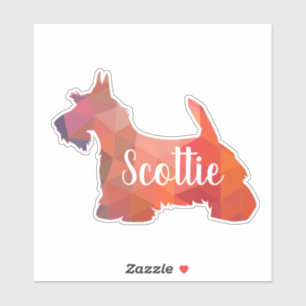Sticker Scottie Terrier Motif géométrique SilhouetteOrange