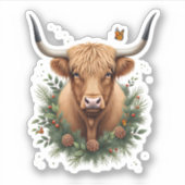 Sticker Scottish Highland Cow Cattle Hairy Cow Christmas W (Devant)