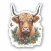 Sticker Scottish Highland Cow Cattle Hairy Cow Christmas W (Devant)