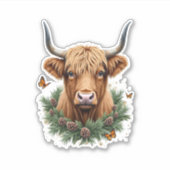Sticker Scottish Highland Cow Cattle Hairy Cow Christmas W (Devant)
