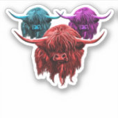 Sticker Scottish Highland Cow Colorful Herd Classic T-Shi (Devant)