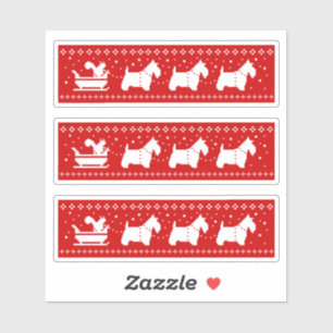 Sticker Scottish Terriers Noël Sleigh Holiday