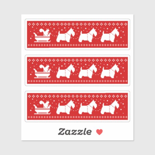 Sticker Scottish Terriers Noël Sleigh Holiday (Feuille)