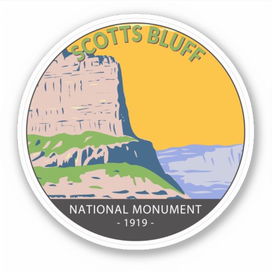 Sticker Scotts Bluff Monument National Nebraska Vintage (Devant)