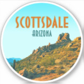 Sticker Scottsdale Arizona Cactus et Mountain Vintage (Devant)